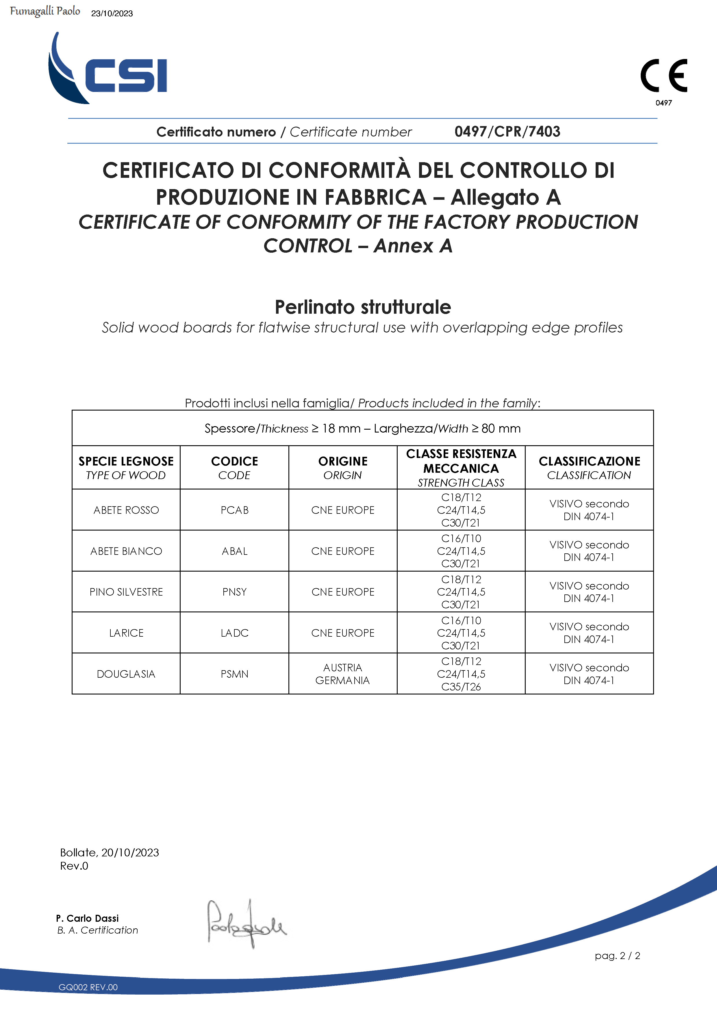 Certificazione della produzione